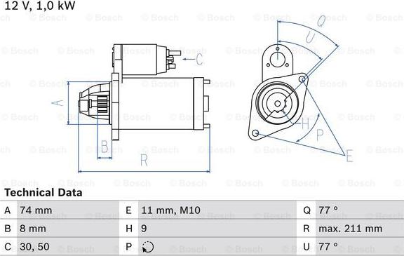 BOSCH 0 986 019 151 - Starteris ps1.lv