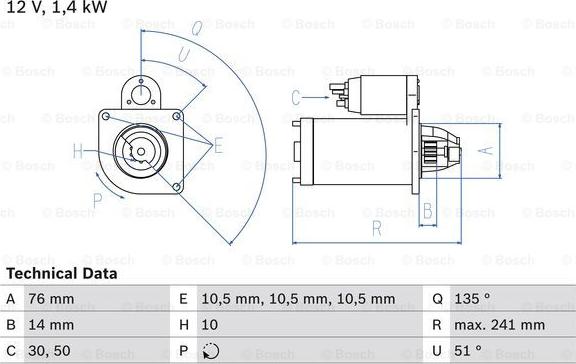 BOSCH 0 986 014 600 - Starteris ps1.lv