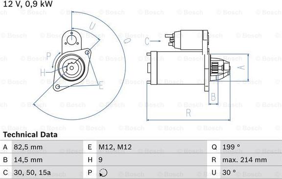 BOSCH 0 986 014 630 - Starteris ps1.lv