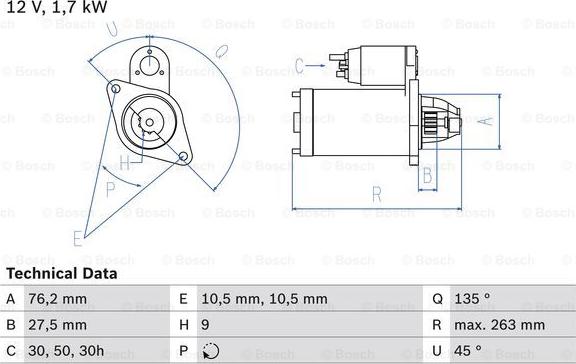 BOSCH 0 986 014 890 - Starteris ps1.lv