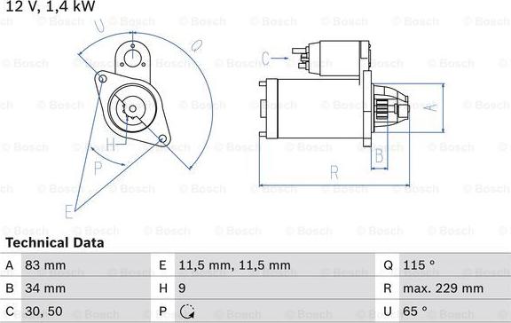 BOSCH 0 986 014 341 - Starteris ps1.lv