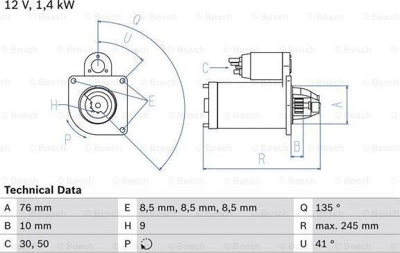 BOSCH 0 986 015 600 - Starteris ps1.lv