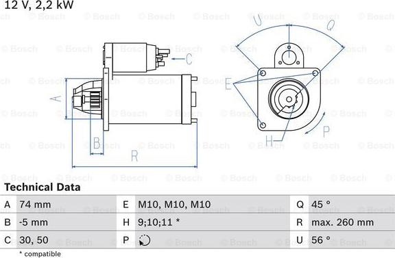 BOSCH 0 986 016 950 - Starteris ps1.lv