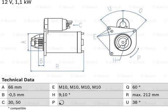 BOSCH 0 986 016 400 - Starteris ps1.lv