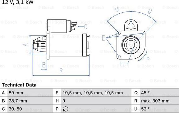 BOSCH 0 986 016 550 - Starteris ps1.lv