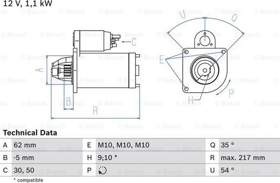 BOSCH 0 986 016 530 - Starteris ps1.lv