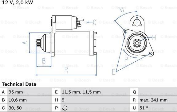 BOSCH 0 986 016 031 - Starteris ps1.lv