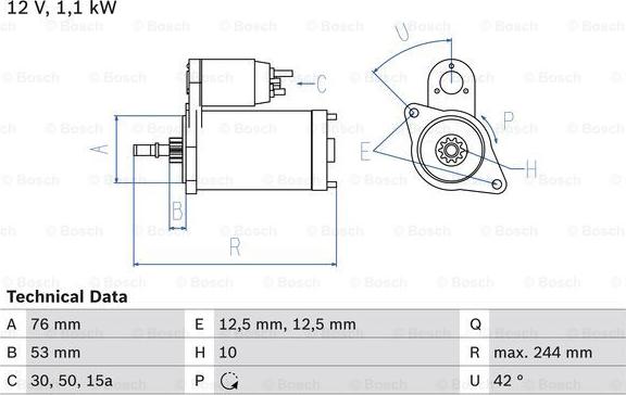 BOSCH 0 986 016 110 - Starteris ps1.lv