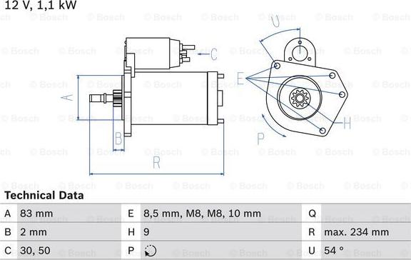 BOSCH 0 986 016 800 - Starteris ps1.lv