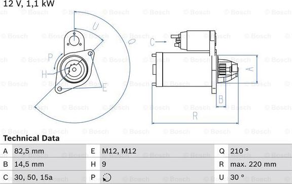 BOSCH 0 986 016 330 - Starteris ps1.lv