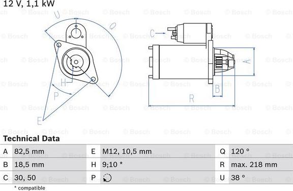 BOSCH 0 986 016 280 - Starteris ps1.lv