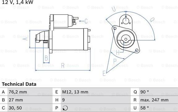 BOSCH 0 986 016 780 - Starteris ps1.lv