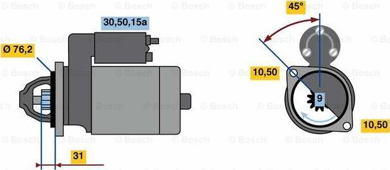 BOSCH 0 986 010 630 - Starteris ps1.lv