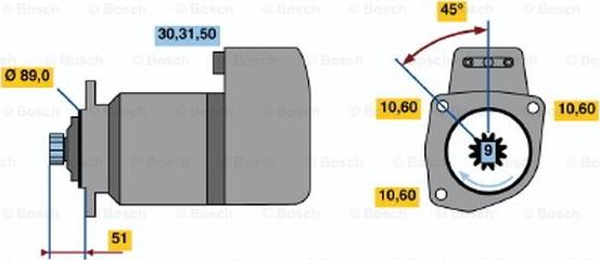 BOSCH 0 986 011 540 - Starteris ps1.lv