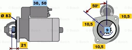 BOSCH 0 986 011 070 - Starteris ps1.lv