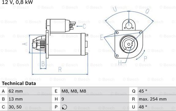 BOSCH 0 986 011 891 - Starteris ps1.lv