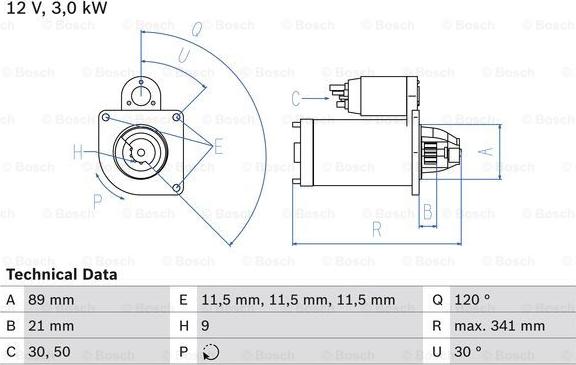 BOSCH 0 986 011 210 - Starteris ps1.lv