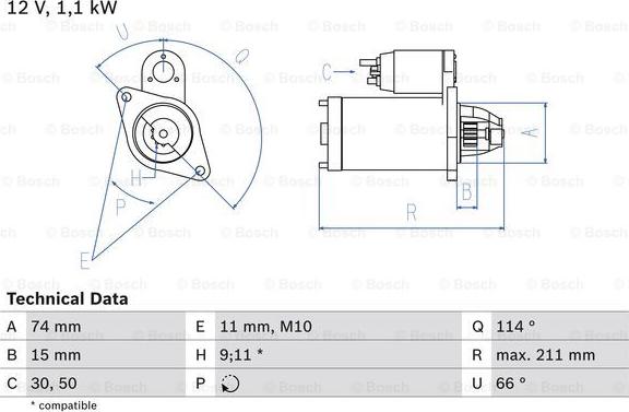 BOSCH 0 986 018 480 - Starteris ps1.lv