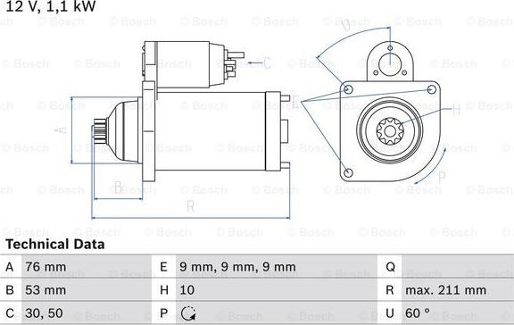 BOSCH 0 986 018 470 - Starteris ps1.lv