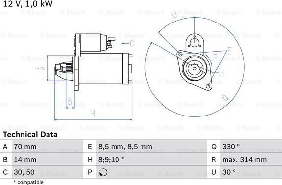 BOSCH 0 986 018 570 - Starteris ps1.lv