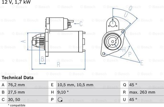 BOSCH 0 986 018 070 - Starteris ps1.lv