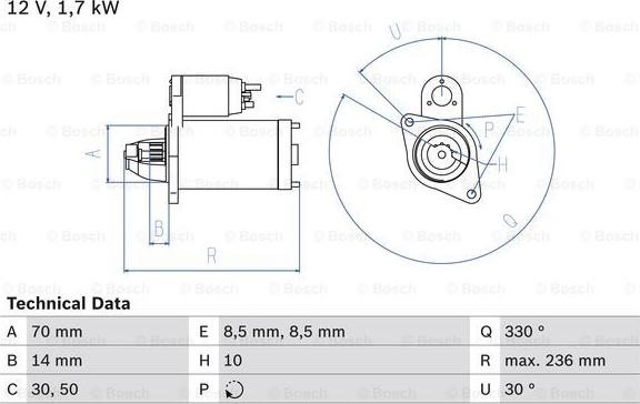 BOSCH 0 986 018 180 - Starteris ps1.lv