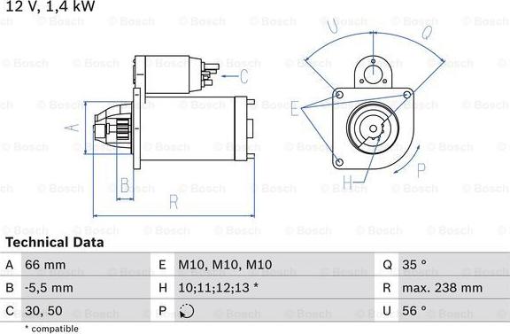 BOSCH 0 986 018 310 - Starteris ps1.lv