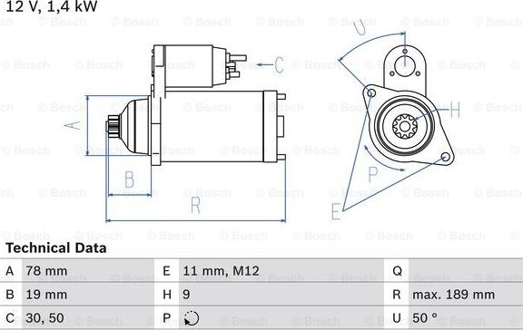 BOSCH 0 986 018 321 - Starteris ps1.lv