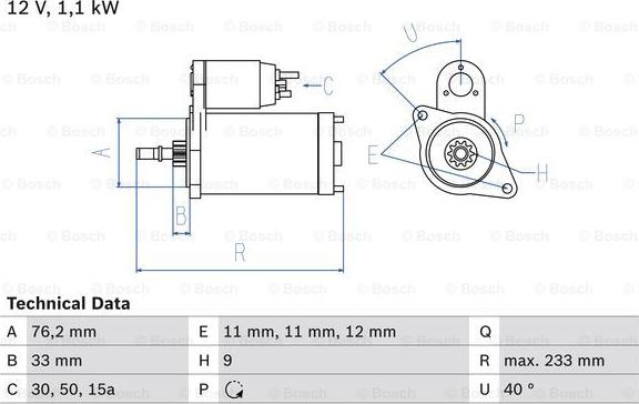 BOSCH 0 986 018 200 - Starteris ps1.lv