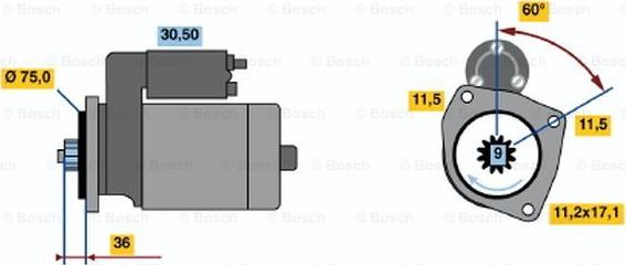 BOSCH 0 986 013 581 - Starteris ps1.lv