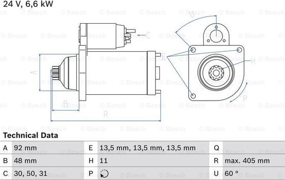 BOSCH 0 986 012 480 - Starteris ps1.lv