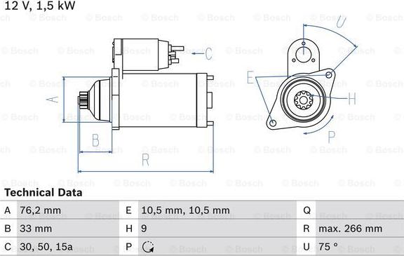 BOSCH 0 986 012 660 - Starteris ps1.lv