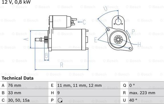 BOSCH 0 986 012 600 - Starteris ps1.lv