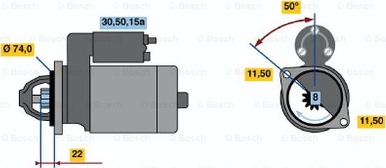 BOSCH 0 986 012 121 - Starteris ps1.lv