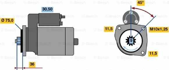 BOSCH 0 986 012 851 - Starteris ps1.lv