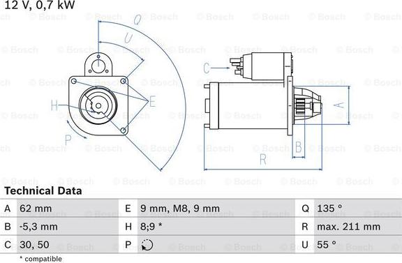 BOSCH 0 986 017 930 - Starteris ps1.lv