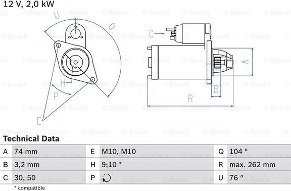 BOSCH 0 986 017 500 - Starteris ps1.lv