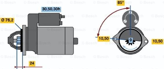 BOSCH 0 986 017 160 - Starteris ps1.lv