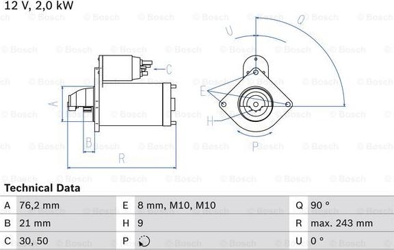 BOSCH 0 986 017 300 - Starteris ps1.lv