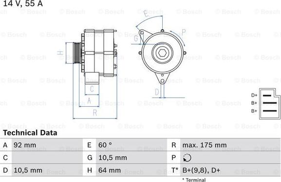 BOSCH 0 986 034 050 - Ģenerators ps1.lv