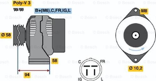 BOSCH 0 986 038 551 - Ģenerators ps1.lv