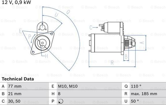 BOSCH 0 986 029 030 - Starteris ps1.lv