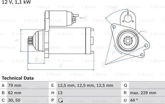 BOSCH 0 986 029 110 - Starteris ps1.lv