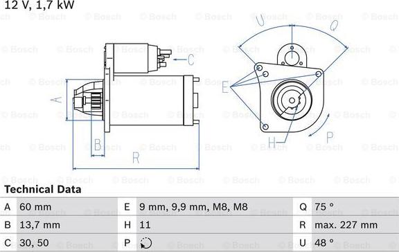 BOSCH 0 986 024 060 - Starteris ps1.lv