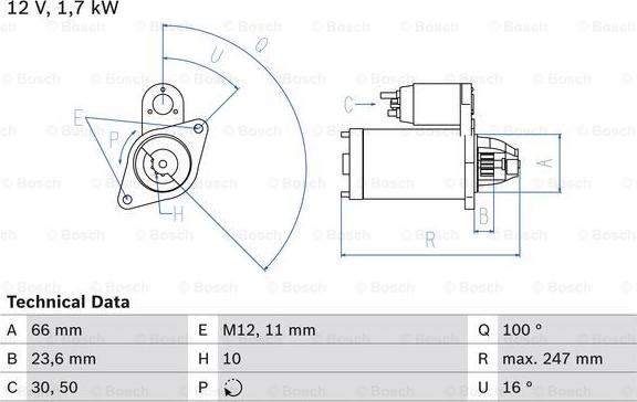 BOSCH 0 986 024 030 - Starteris ps1.lv