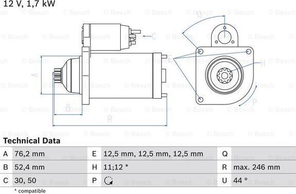 BOSCH 0 986 024 100 - Starteris ps1.lv