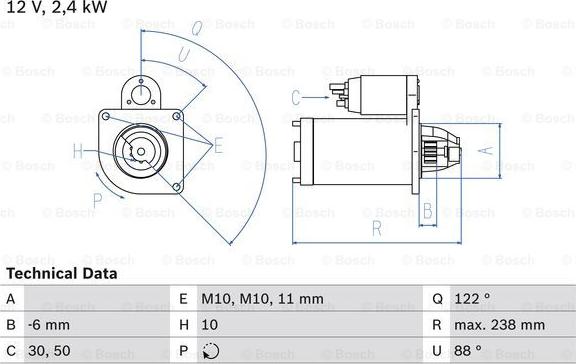 BOSCH 0 986 024 220 - Starteris ps1.lv