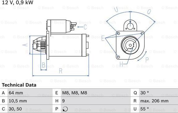 BOSCH 0 986 025 480 - Starteris ps1.lv