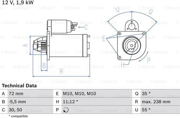 BOSCH 0 986 025 470 - Starteris ps1.lv