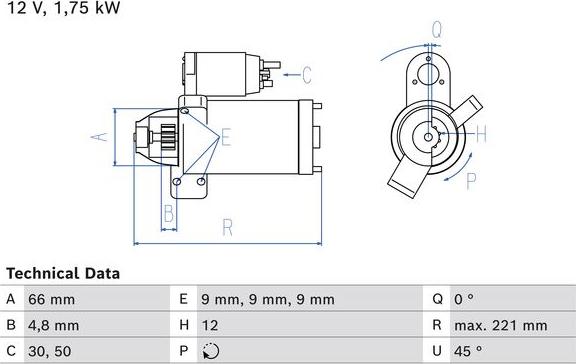 BOSCH 0 986 025 510 - Starteris ps1.lv